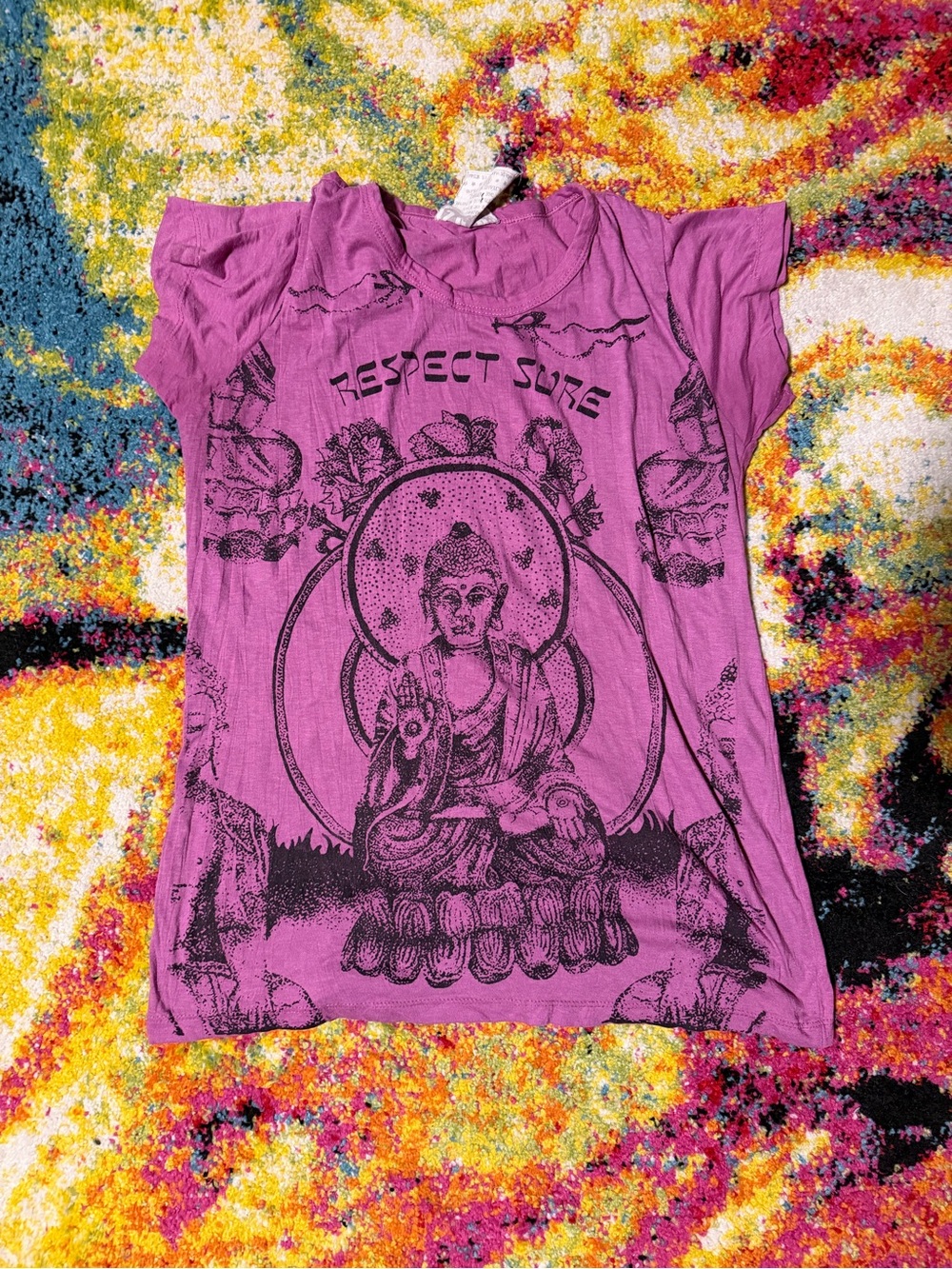 Vintage Respect Buddha Pink Graphic Tee